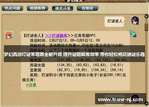 梦幻西游灯谜答题器全新升级 提升谜题解答效率 带你轻松畅玩猜谜乐趣